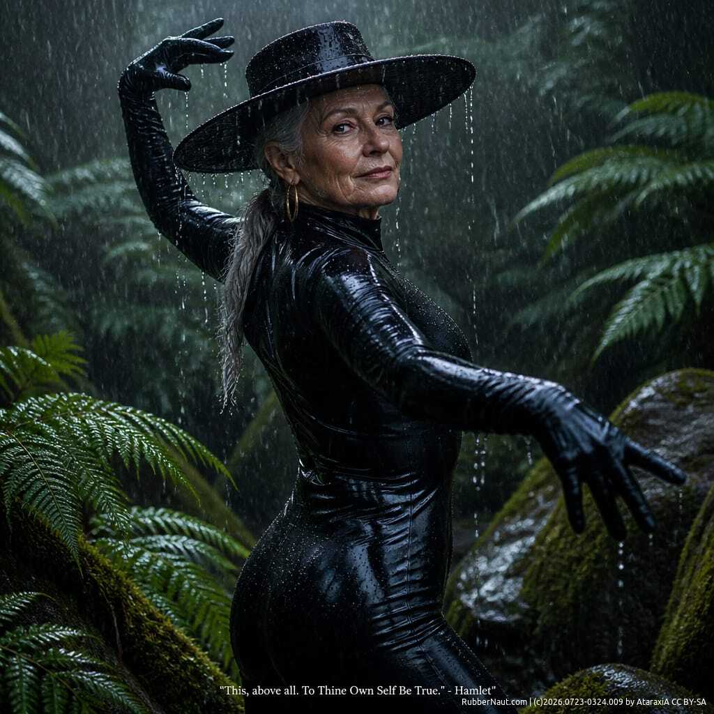 Thalia dancing in a rain forest - a graceful figure in motion amidst lush greenery